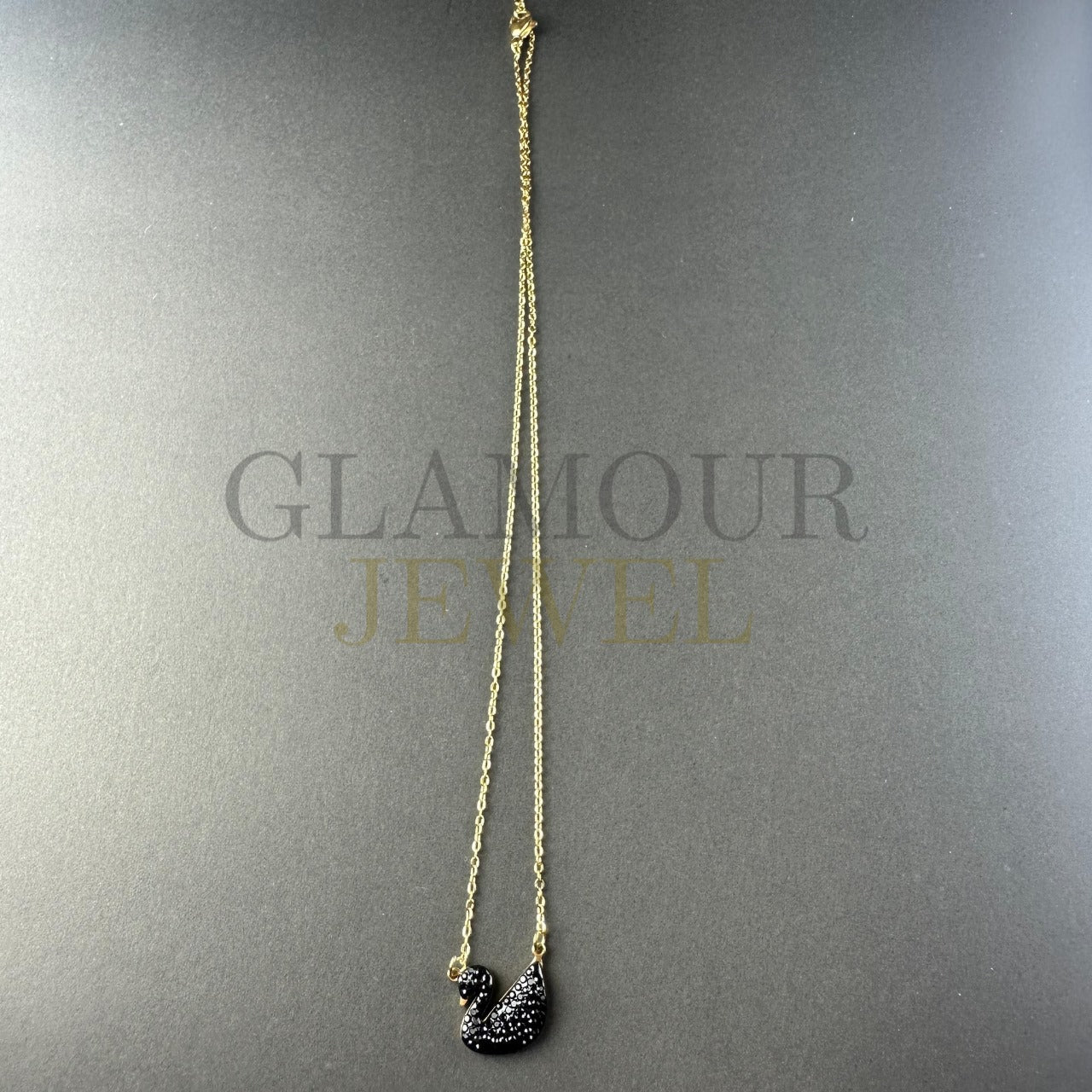 Black Swan Necklace With Gold Chain - Necklace For Girls