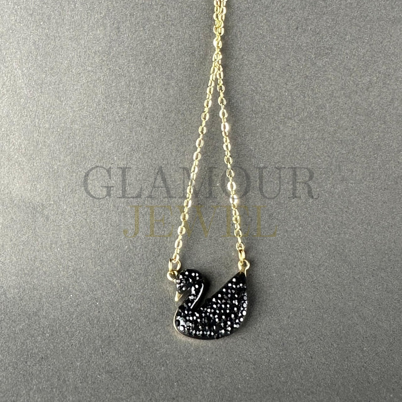 Black Swan Necklace With Gold Chain - Necklace For Girls