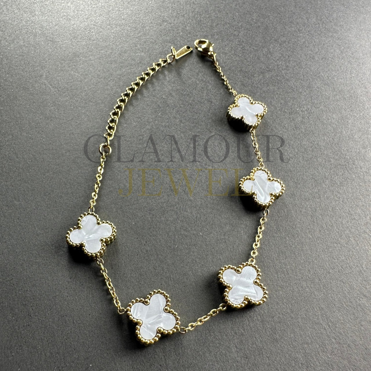 White Four Leaf Clover Bracelet