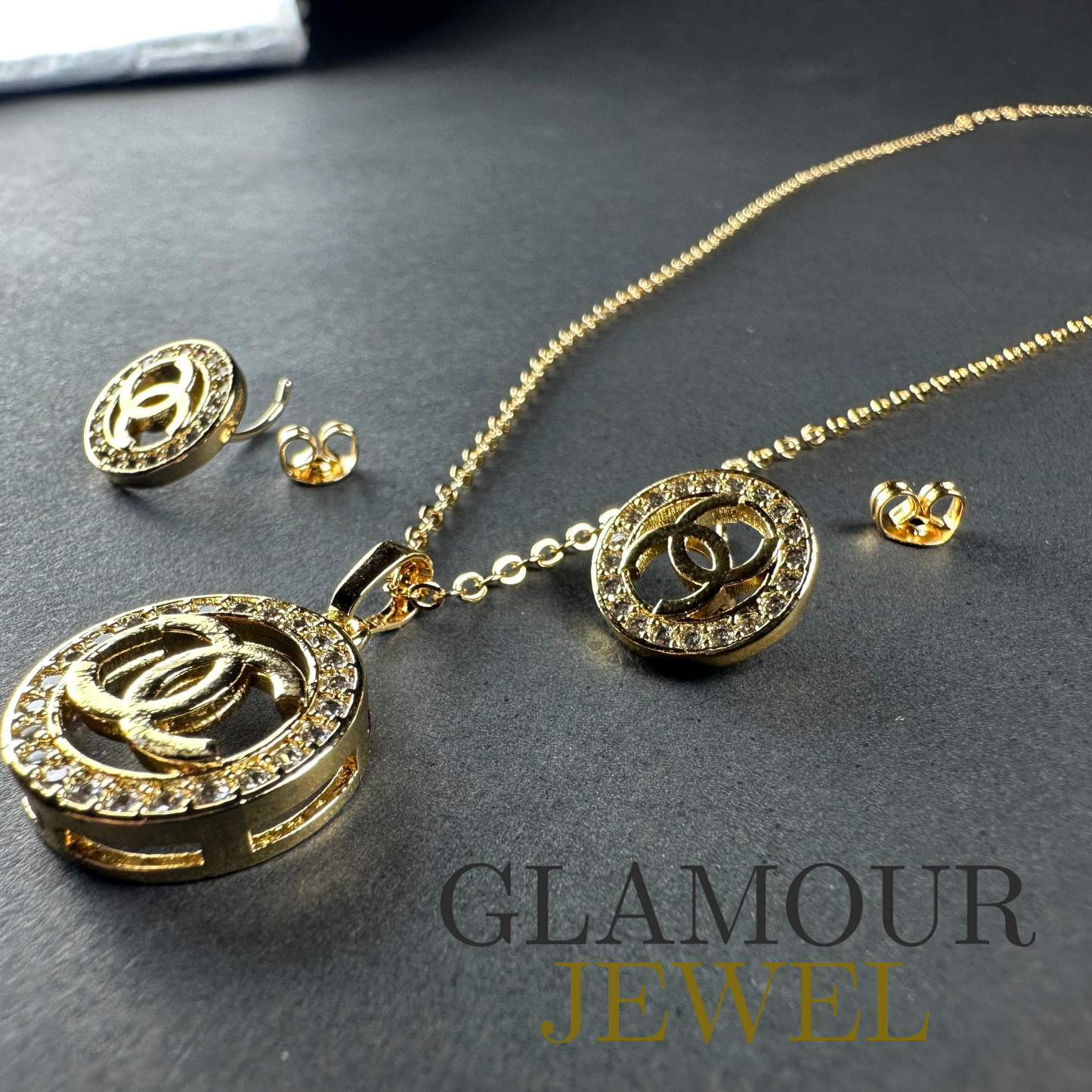 Chanel Logo Gold Necklace & Earring Set Jimin - Chanel Jewellery Set