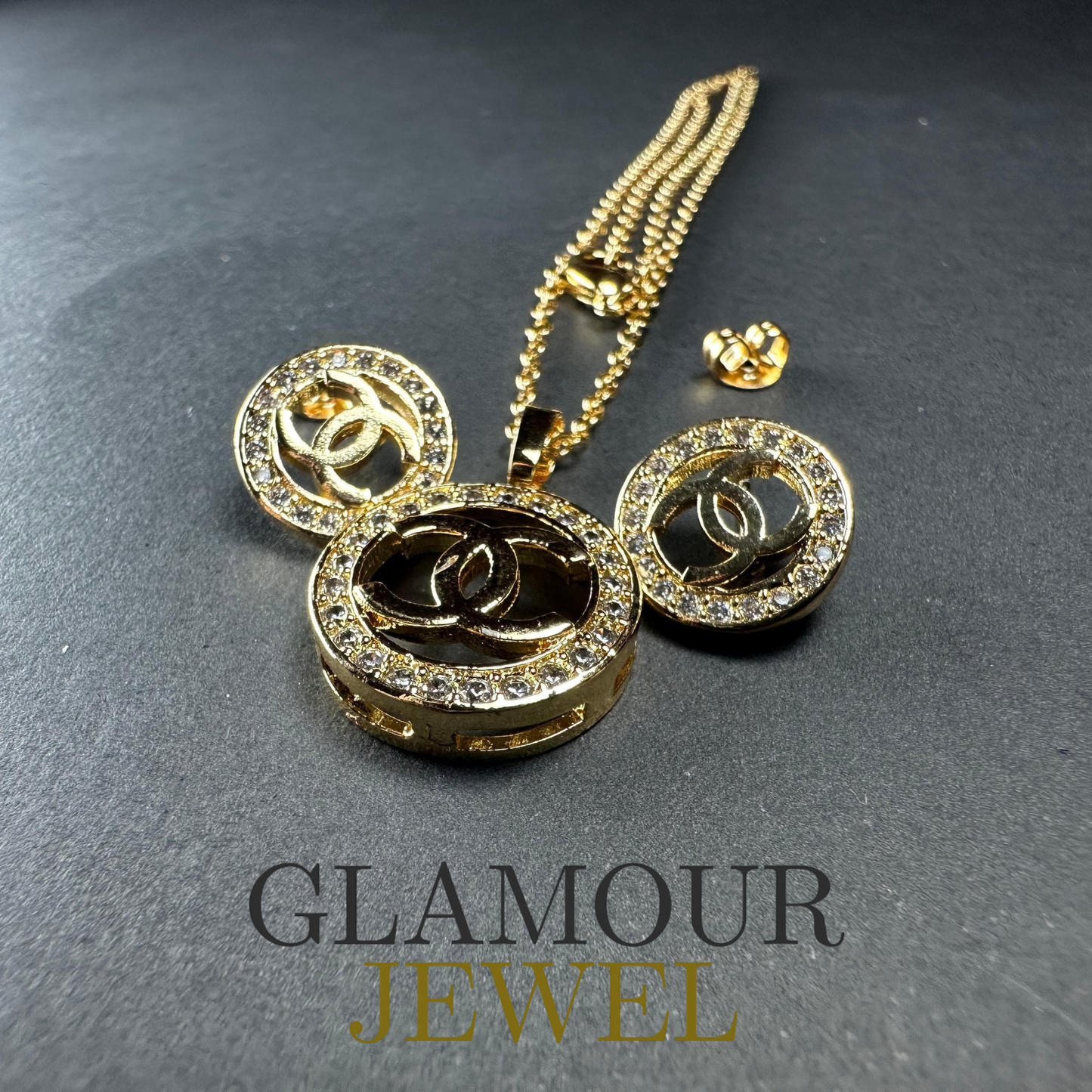 Chanel Logo Gold Necklace & Earring Set Jimin - Chanel Jewellery Set